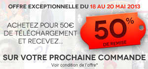 achetez pour 50€ et recevez 50% de remise