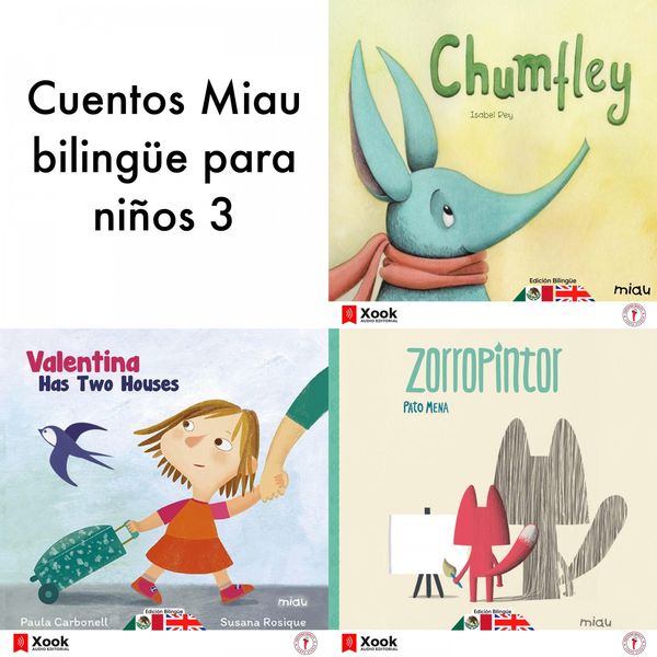 Ediciones Jaguar|Cuentos Miau Bilingüe para Niños 3 (Chumfley / Zorropintor - Foxpainter / Valentina Tiene Dos Casas - Valentine Has Two Houses) Ediciones Jaguar|Cuentos Miau Bilingüe para Niños 3 (Chumfley / Zorropintor - Foxpainter / Valentina Tiene Dos Casas - Valentine Has Two Houses)