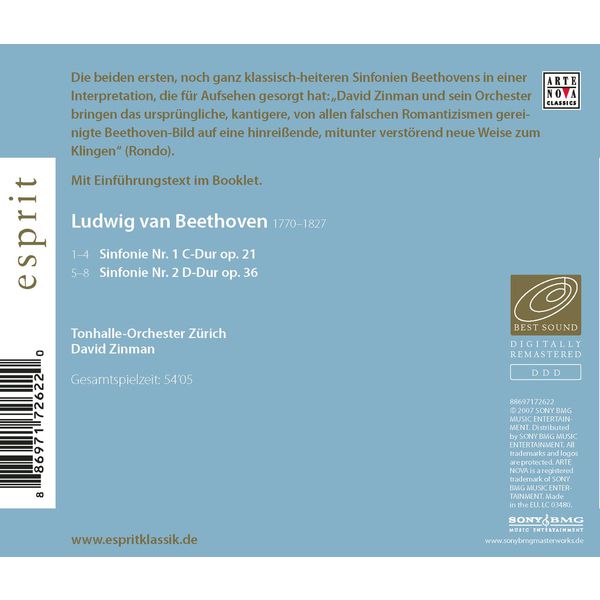 David Zinman - Beethoven: Sinfonie Nr. 1 & 2 David Zinman - Beethoven: Sinfonie Nr. 1 & 2