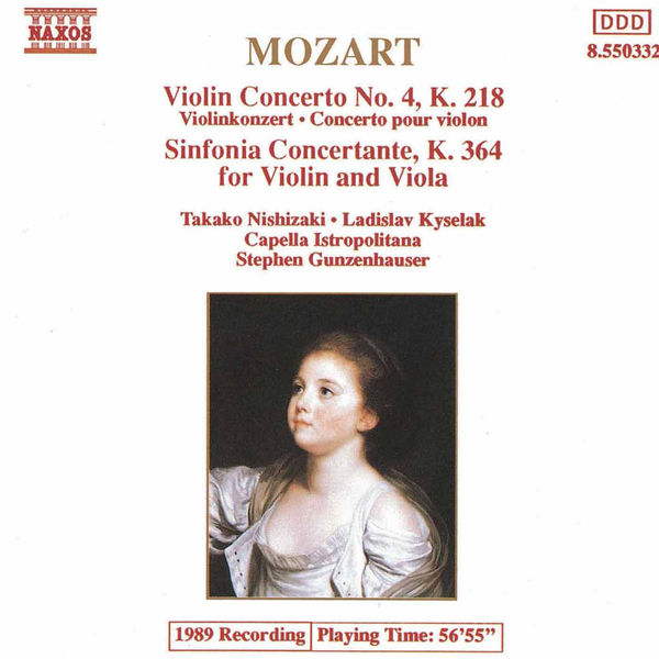 Takako Nishizaki|MOZART: Violin Concerto No. 4 / Sinfonia Concertante