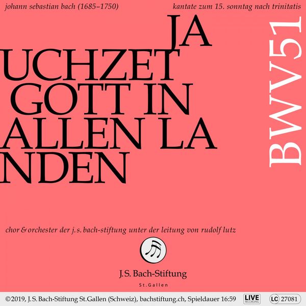 Orchester der J.S. Bach-Stiftung|Bachkantate, BWV 51: Jauchzet Gott in allen Landen (Live)